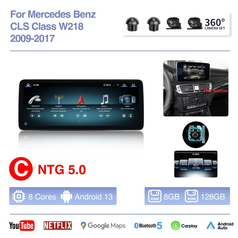 12,8-дюймовая автомагнитола для Mercedes-Benz CLS-класса W218 2009-2017, мультимедийный проигрыватель, GPS-навигация, Android13 Auto, Carplay, 4G, камера 360