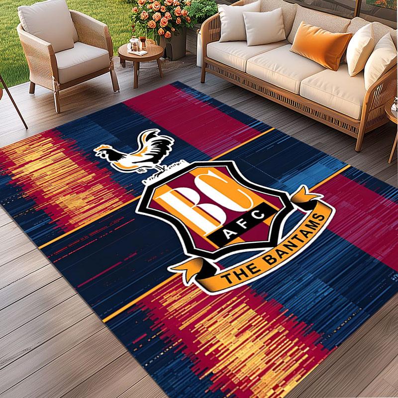 Bradford City AFC Print Rug, Washable Floor Carpet, For Entryway Dorm Laundry Room Office Study, Home Decor Birthday Christmas Gift