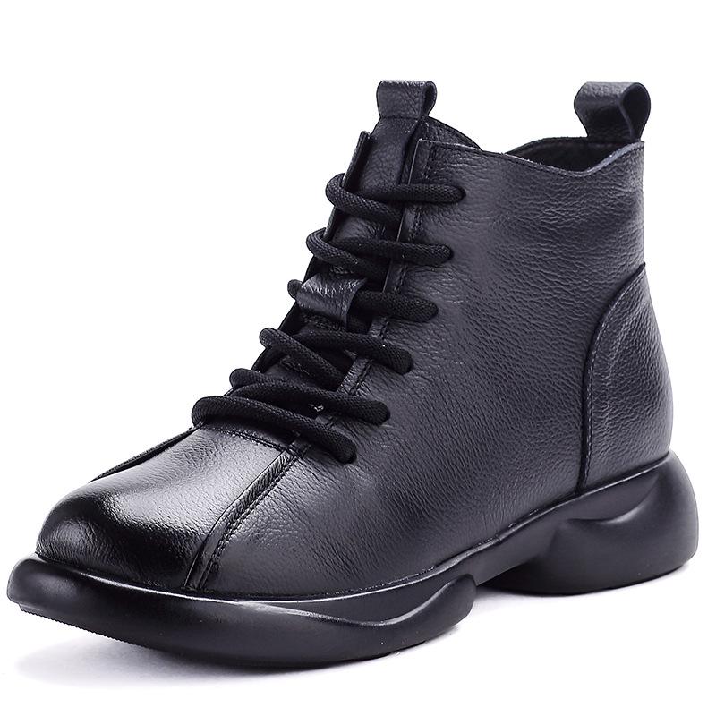 Ретро ботильоны Martin из натуральной кожи для женщин - Толстая подошва, Нескользящие, Мягкая кожа для осени и зимы