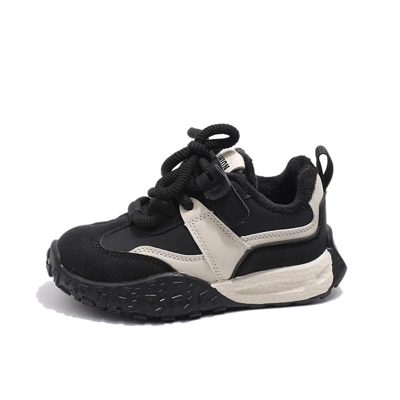 2024 Плюшевые кроссовки для девочек и мальчиков Зимние Новая мода Корейский стиль Мягкая подошва Противоскользящие Универсальные Уличные Спортивные Шикарные туфли