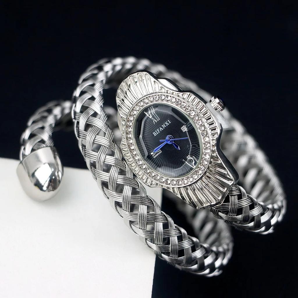 Уникальные женские кварцевые часы AAA Classic Snake Head, модные, в стиле ретро, для девушки, роскошные, женские, с блеском, золотые часы AAA, подарок