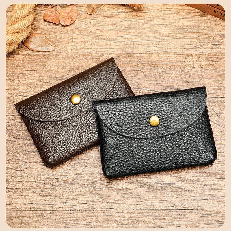 New Retro Leather Mini Minimalist Storage Card Bag Mens Top Cowhide Pocket Money ID Cards Credit Card Holder Slim Wallet