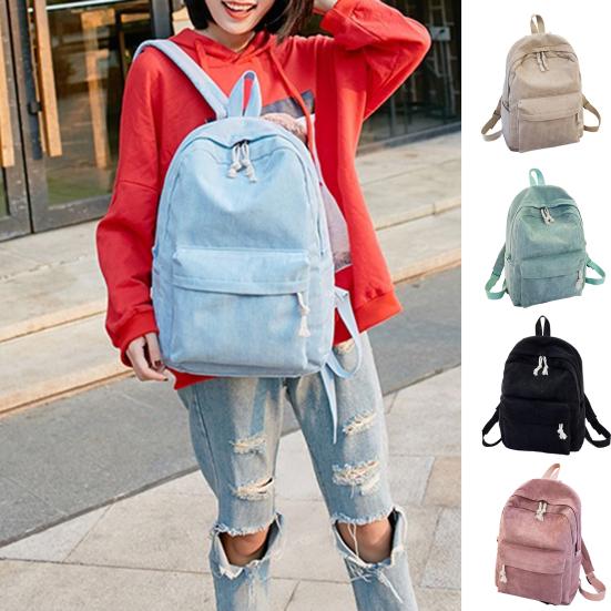 Однотонный вельветовый рюкзак, противокражный тренировочный рюкзак с регулируемыми лямками, большой вместимости