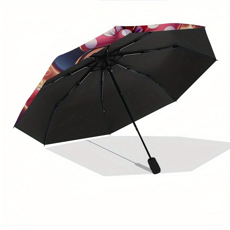 Minnie Mouse Automatic Opening and Closing Umbrella, Compact Travel Umbrella, Lightweight and Portable, Suitable for Beach Commuting Busines