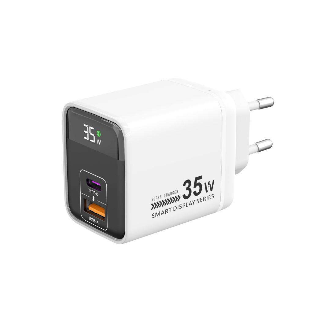 PD35W Двухпортовое Быстрое Зарядное Устройство A+C с Дисплеем для Мобильных Телефонов и Устройств Умного Дома