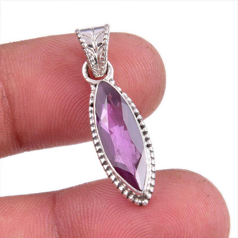 Natural Alexandrite Gemstone 925 Solid Sterling Silver Gift Pendant 1.25" H1d32