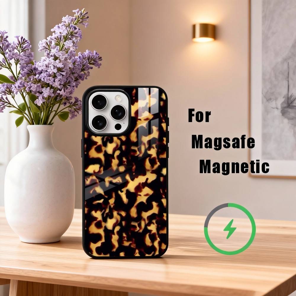 T-Tortoise Shell Marble Phone Case For iPhone17,16,15,14,13,12,11 Plus,Pro Max Magnetic For Magsafe Wireless Charging