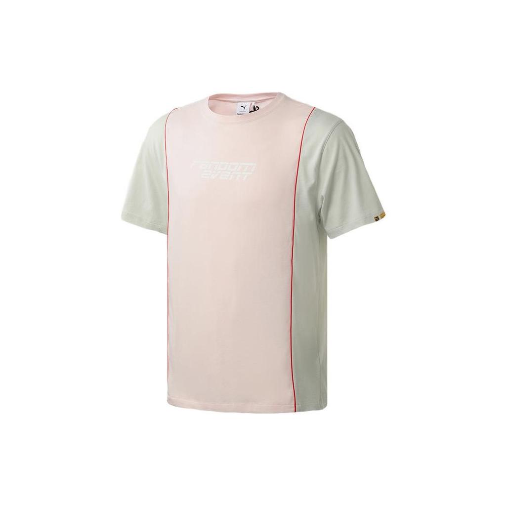 Puma Colorblock Casual Sports Round Neck Short Sleeve T-Shirt Unisex Tops Pink 598070-73