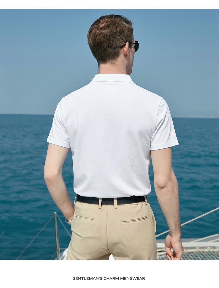 Summer New Business Polo Shirt with Mulberry Silk and Linen, Men's Cool and Non pilling Short sleeved T-shirt