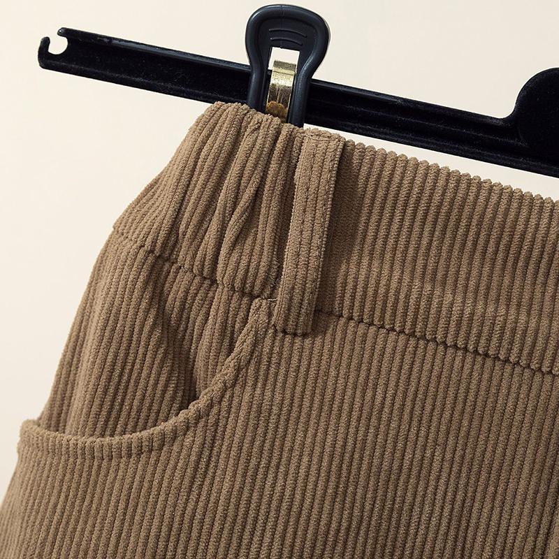 Женская мода с высокой талией для похудения, вельветовая юбка трапециевидной формы, длинное платье, утепленное повседневное однотонное платье