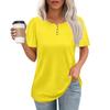 Women's Fashionable Casual Short Sleeve Button Print Round Neck Pullover Top