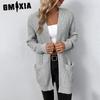Autumn Winter Women's Sweater Solid Color Pocket Sweater Cardigan Coat