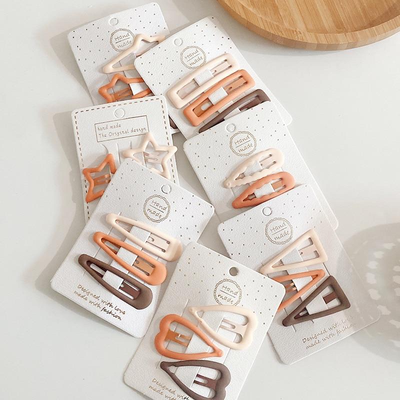 3 шт., матовые заколки для девочек, овальные, треугольные и квадратные заколки для волос со звездами для детей, заколки для волос, заколки для волос Click Clack