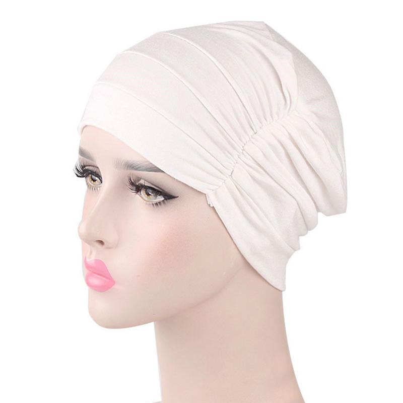 1Pc Muslim Stretch Hair Loss Head Scarf Wrap Cap Polyester Cancer Chemo Women Plain Turban Hat