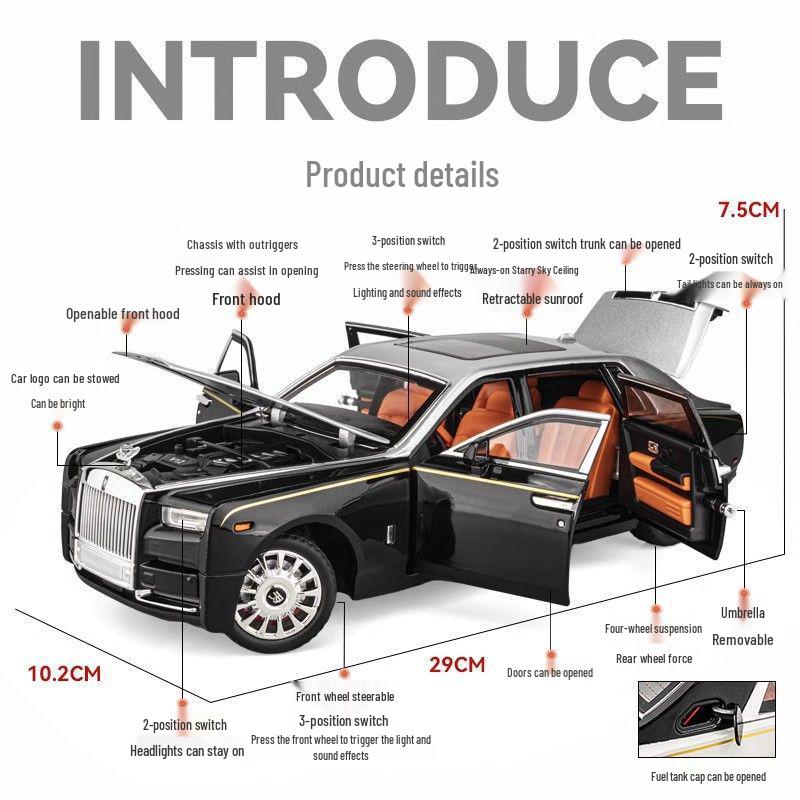 1:Модель автомобиля Rolls-Royce Phantom из сплава в масштабе 1:18 - Предмет коллекционирования и декоративный элемент