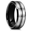 Fashion 8mm Black Brushed Titanium Stainless Steel Rings for Men Women Rose Gold Color Step Edge Men Rings Wedding Party Jewelry