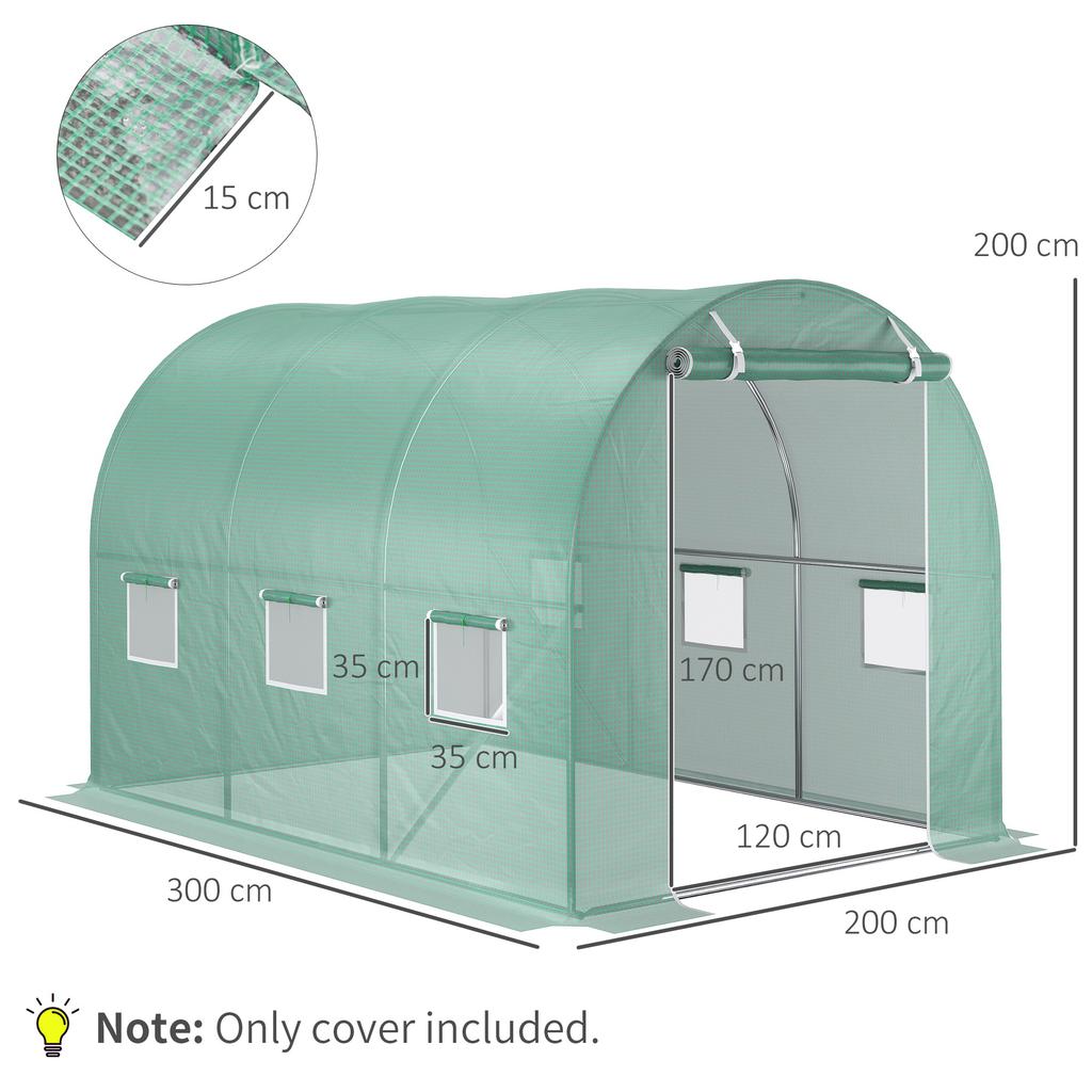 Greenhouse film, 3 x 2 x 2 m, waterproof garden film with UV protection, plastic film without frame, tarpaulin, green