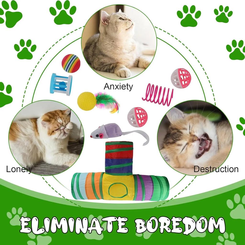 22 шт. интерактивных игрушек для кошек, для домашних кошек, игрушки для взрослых котят с шариками, перья, мыши, набор для охоты, упражнений, товары для домашних животных