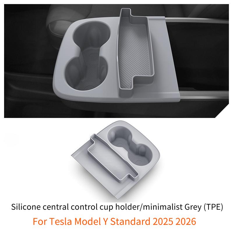 For Tesla Model Y Standard 2026 Multifunctional Silicone Central Control Cup Holder+Storage Box Glasses Holder Tray Accessories