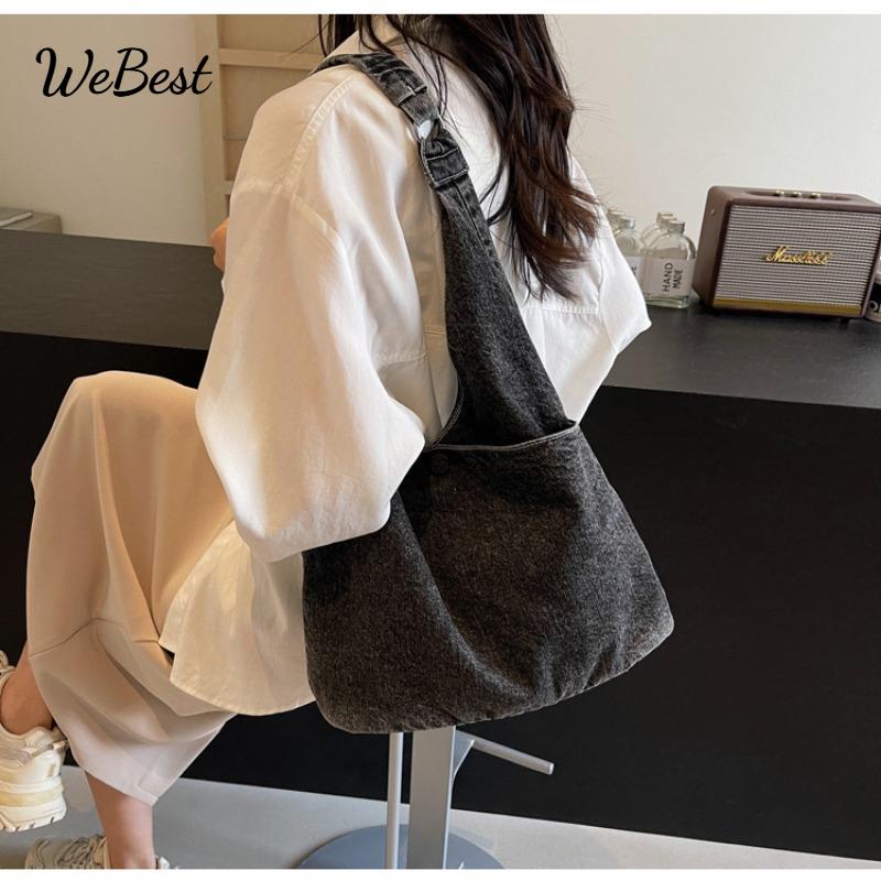 Джинсовая сумка большой вместимости для женщин, новый летний стиль, простая и универсальная сумка под мышку