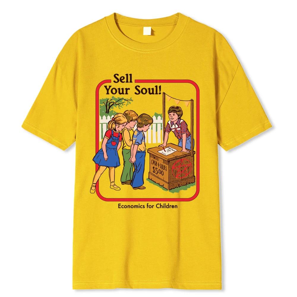 Horror Comic Series Sell Your Soul Economics For Children Tshirts Fashion T Shirts Loose Cotton Tee Clothing Street T-Shirt