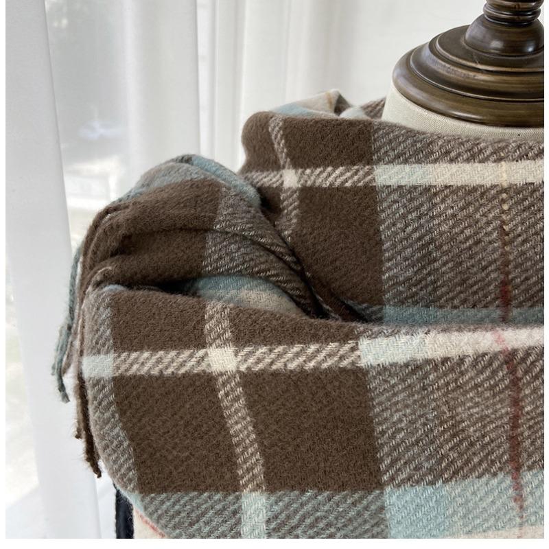 Scarf Women's Autumn and Winter New Plaid Scarf European and American Tassel Versatile Warm Thickened Shawl