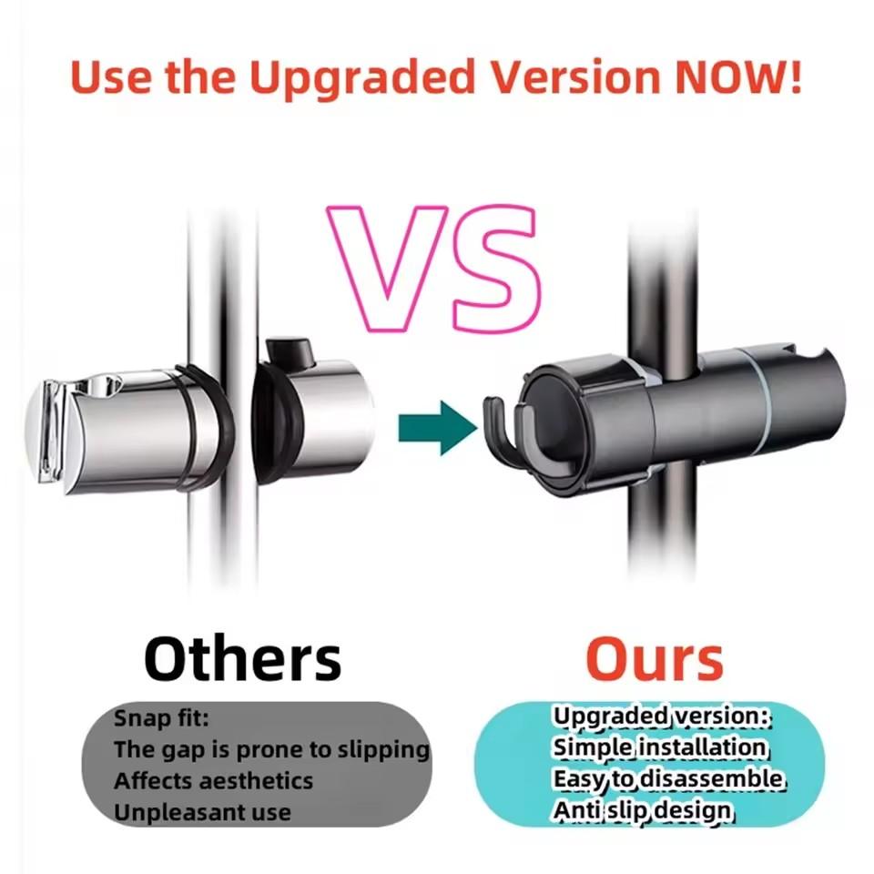 ABS Adjustable Shower Head Holder Shower Holder Clamp Showerhead Rail Slide Bracket Bathroom Accessories Rotation Hook Design