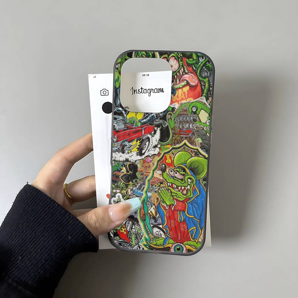 Забавный Rat Fink Для IPhone 15 16 17 14 13 12 11 Pro Max 16E 16 Plus 17 Air Гофрированный Ударопрочный Чехол для Телефона