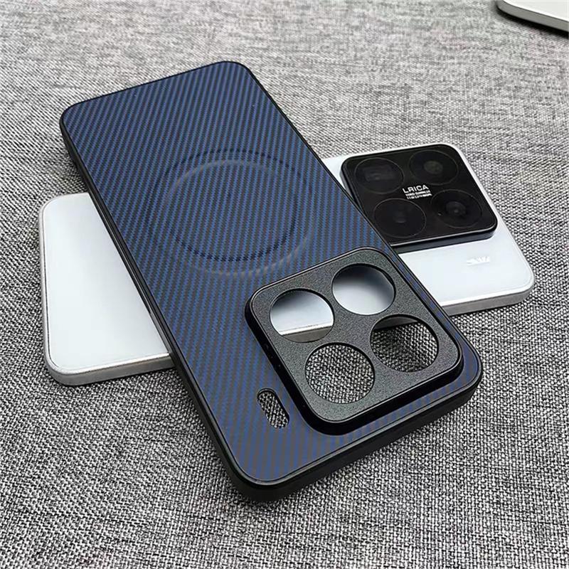 Чехол для Xiaomi 17T Pro Mi 17 T 15T 14 15 5G С MagSafe Магнитный Роскошный Полосатый Силиконовый Кожаный Задняя Крышка Защитный Корпус
