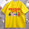 Футболка Stranger Cats Смешной Принт Хлопок Короткий Рукав Свободная Футболка Мягкая Высокое Качество Круглый Вырез Футболка Дышащие Повседневные Топы