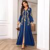 Women's V-neck Long Sleeve Abaya Dress - Middle Eastern Style