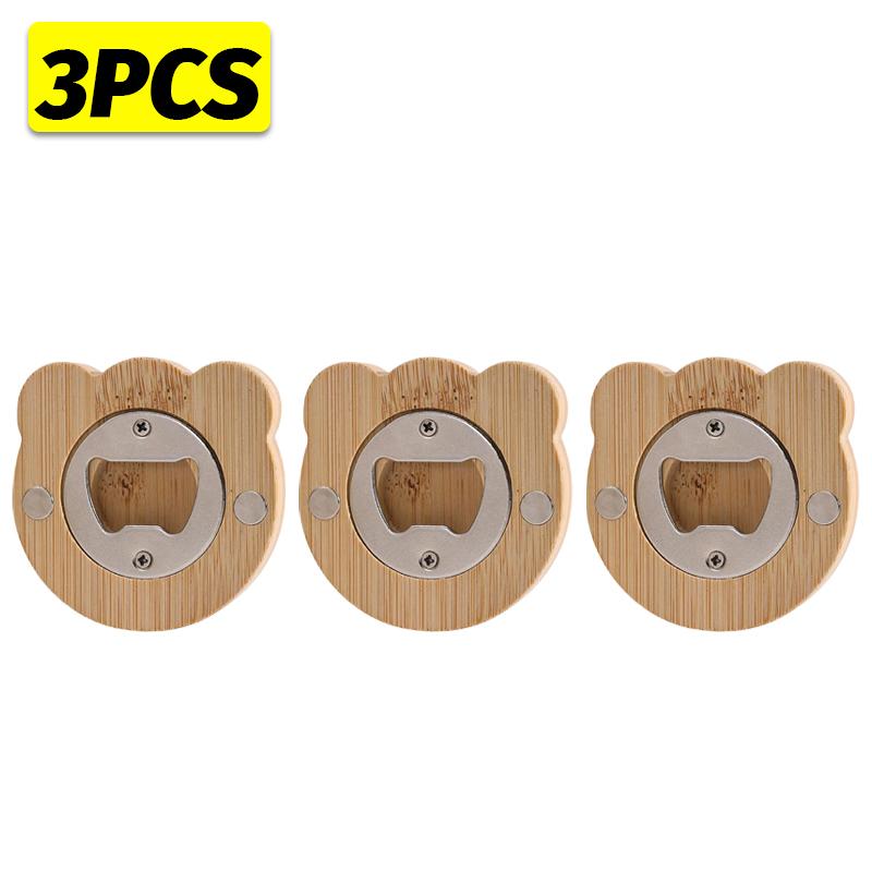 1/10PCS Magnetic Bamboo Bottle Openers Refrigerator Sticker Suction Beer Opener for Cocktail Beer Household Party Barware Tool1