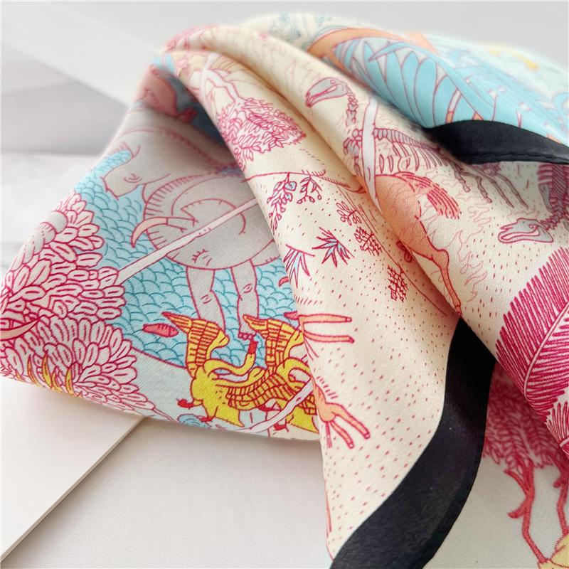 53*53cm Square Silk Scarf Women's Fashion Printed Small Neck Scarf Office Women's Hair Belt Folar Handkerchief Women's Handkerchief Scarf