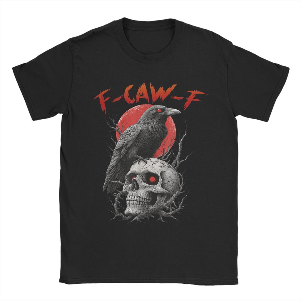 F-Caw-F Black Crow Pun Funny Bird Cawing Grunge T Shirt Popular T-Shirts Short Sleeve Funny Tops O Neck Oversize Tees