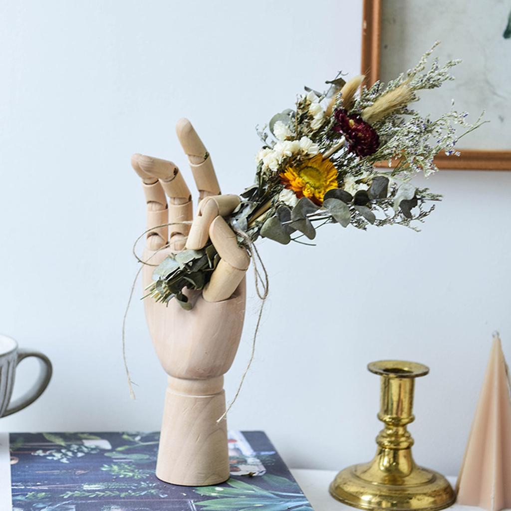 Jointed Hand Plant Holder Flexible Eye Catching Wooden DIY Plant Accessories Decor for Bedroom