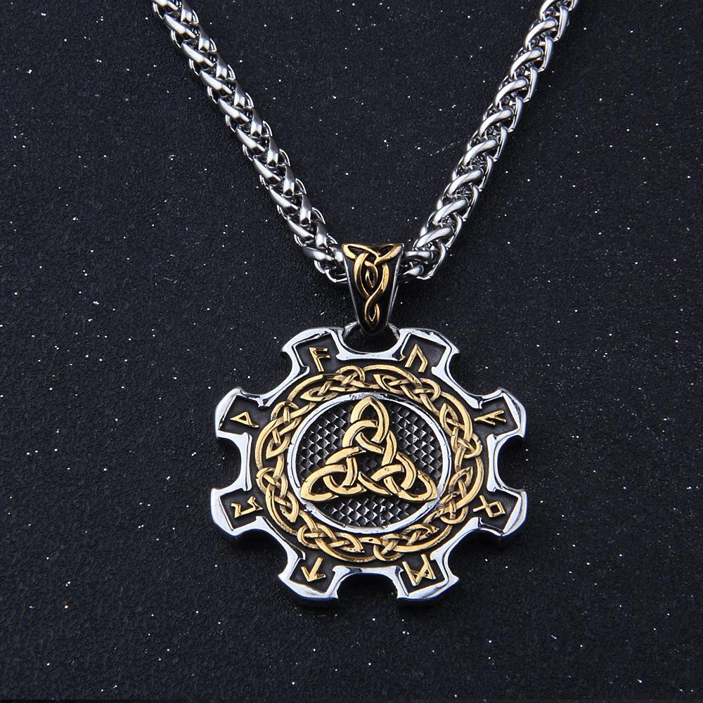 Ожерелья из нержавеющей стали с рунами викингов, мифический треугольник, кулон «Тринити», амулет «Вегвизир», славянские языческие скандинавские украшения