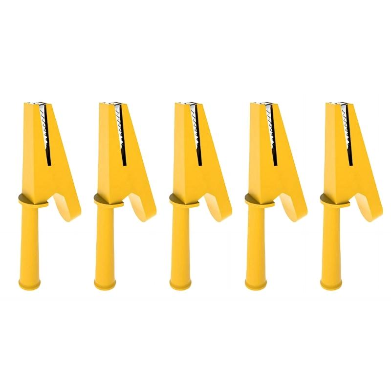 5pcs Insulated Alligator Clip For High Current Power Wire Testing Copper Plated Featuring 4mm Banana Plug Hole