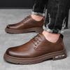 Men's big head leather shoes 2025 British style retro platform low-top tooling shoes Youth Martin shoes 2025