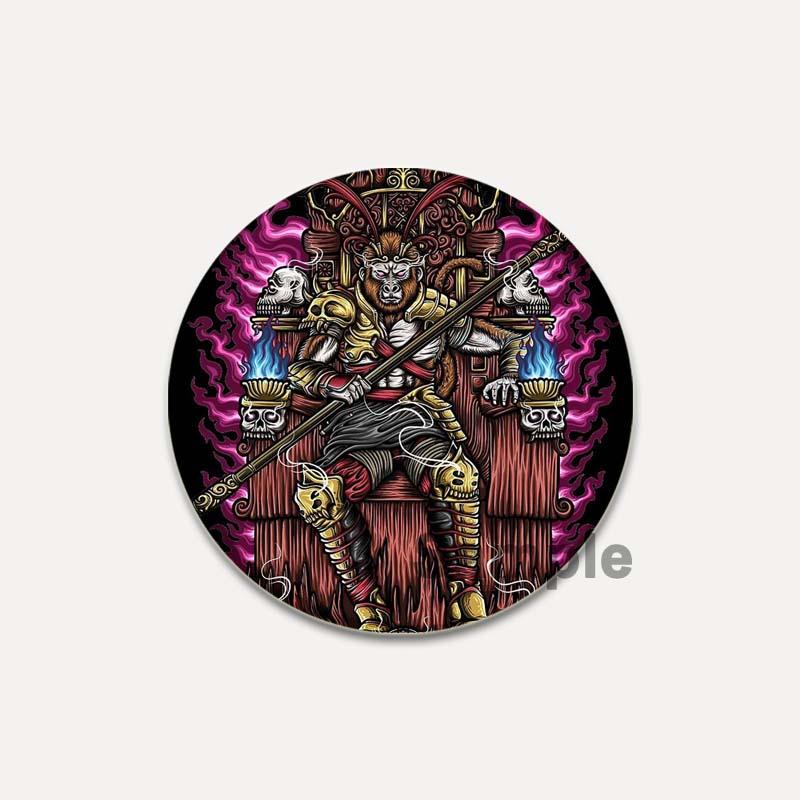 32/44/58 мм Король обезьян/Сунь Укун круглые булавки мультфильм Темный ангел/череп брошь индивидуальный значок ручной работы красивые аксессуары ювелирные изделия подарки