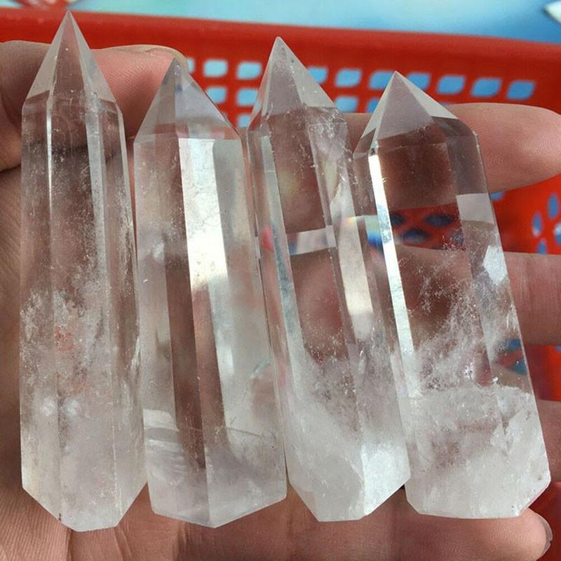 Natural White Clear Quartz Crystal Point Healing Wand Mineral Ornament Specime