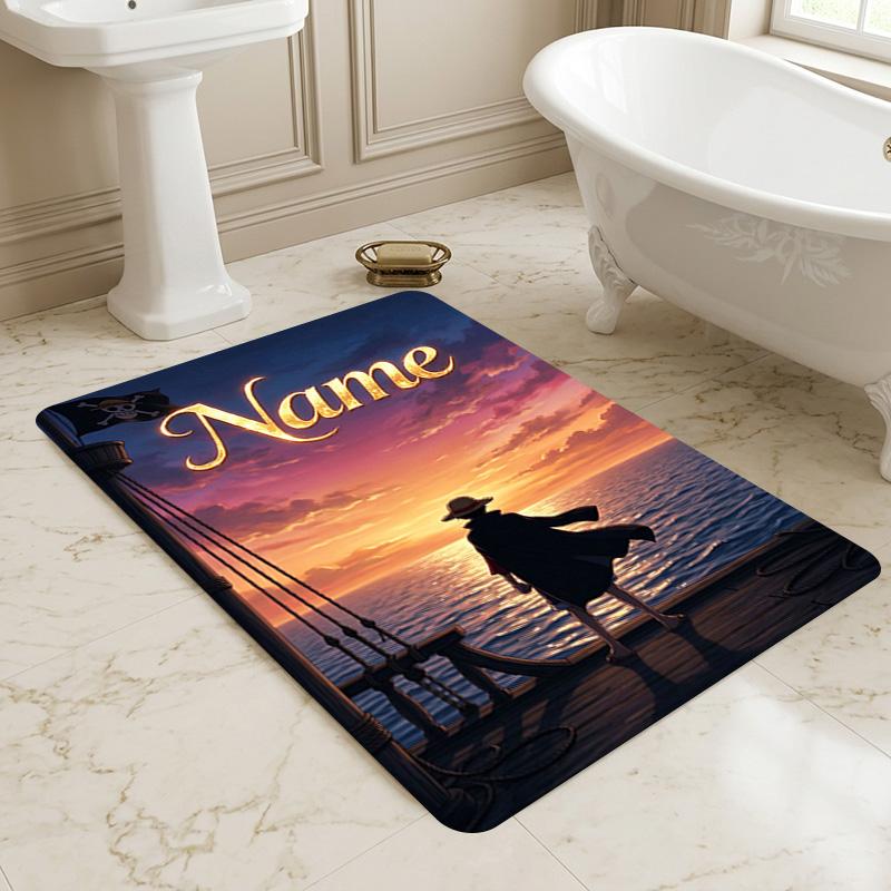 Custom Pirate Sunset Area Rug Carpet For Bedroom Game Playroom Living Room Nonslip Sofa Office Home Decor Doormat Christmas Gift