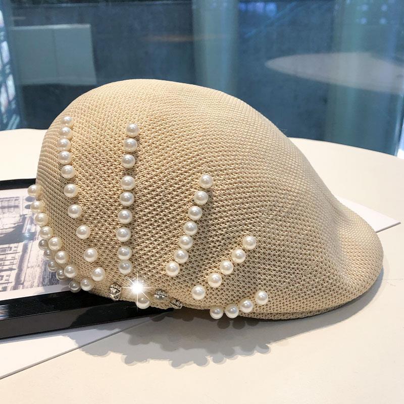 Новый осенне-зимний шерстяной берет с жемчугом и стразами, женская кепка в британском стиле ретро, ​​корейская версия, детская шляпа японского художника Mujer