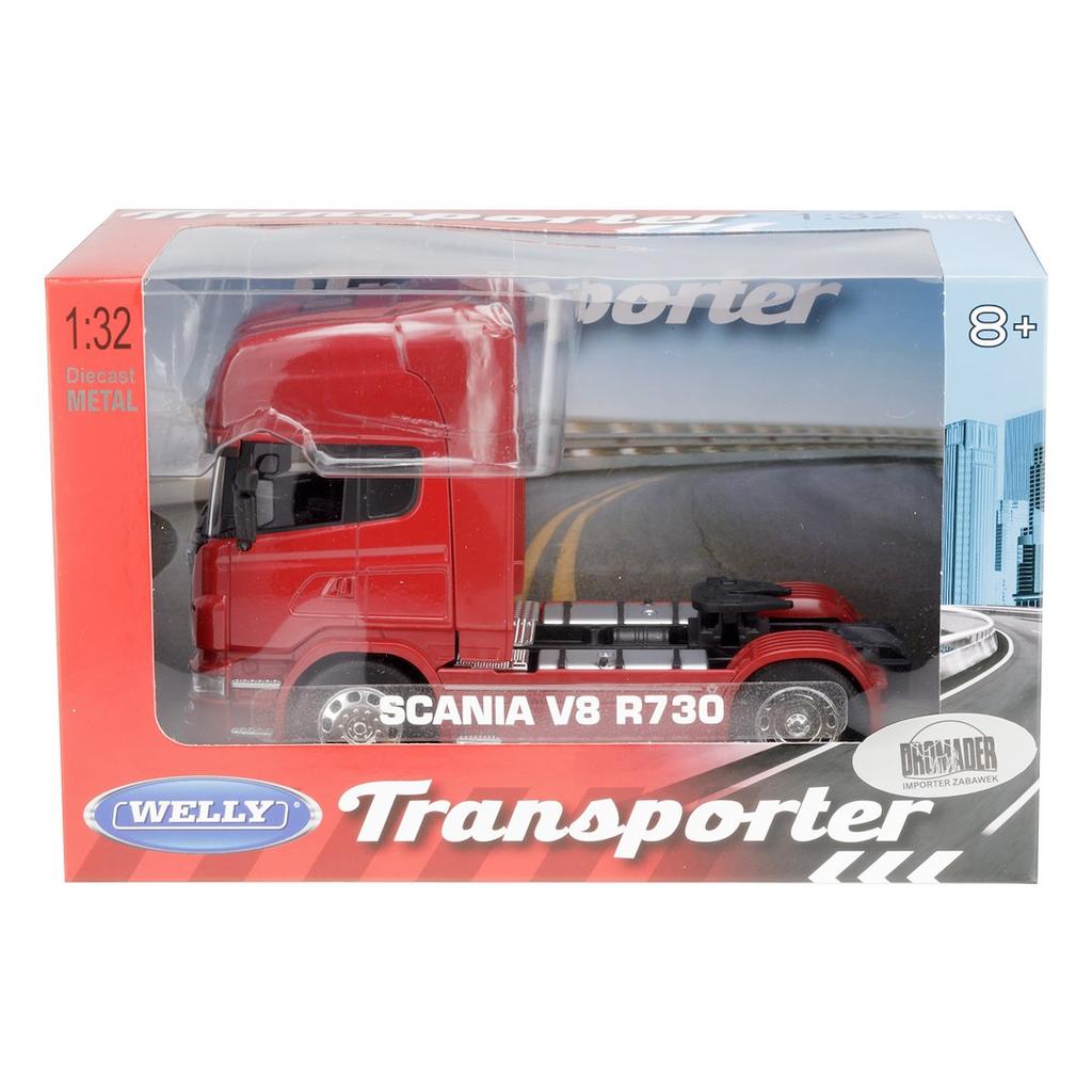 Модель 1:32, SCANIA V8 R730, двухосный тягач, красный