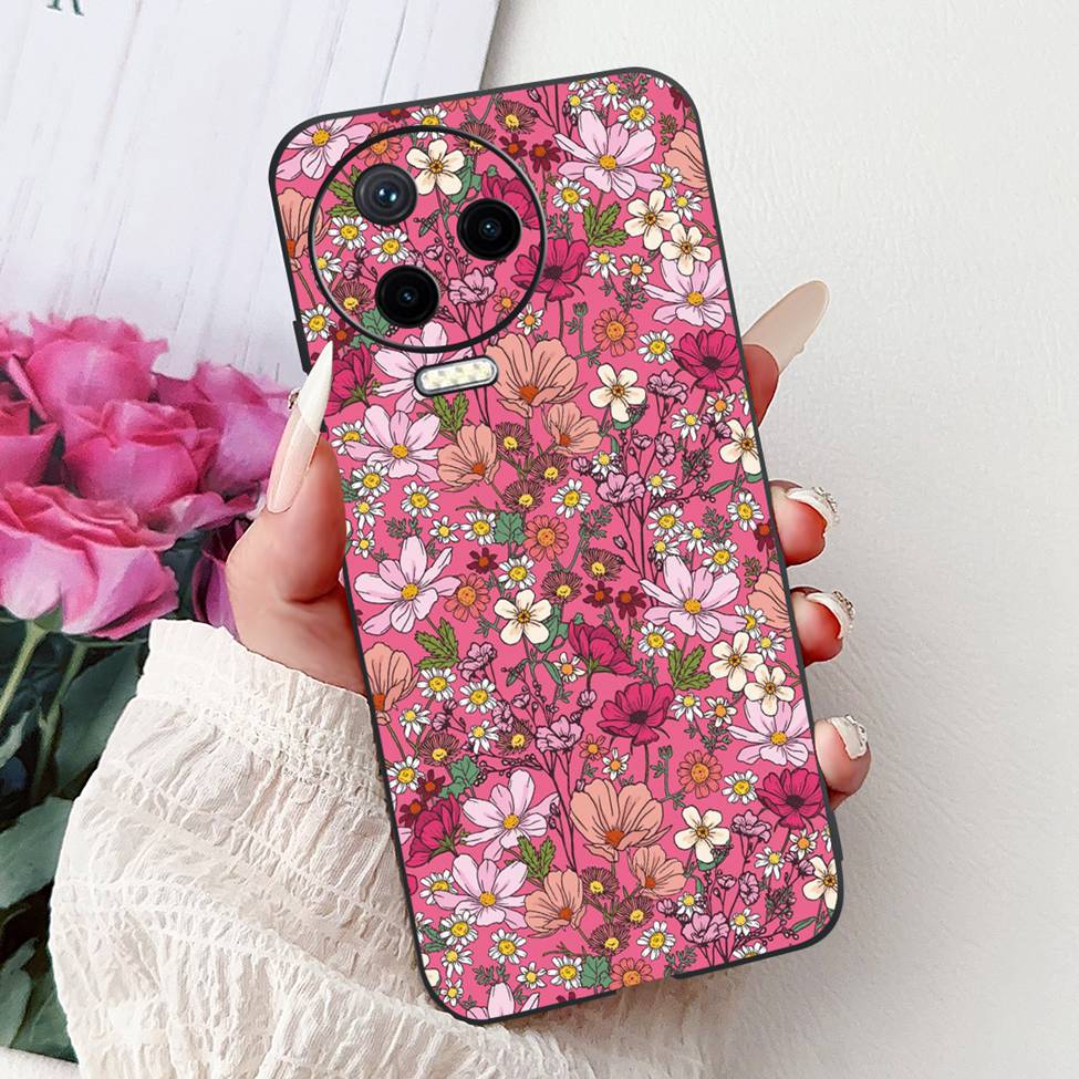 Для Infinix Note 12 Pro 4G Чехол X676B Силиконовый Милый Кот Модные Цветы Расписная Крышка Для Телефона Inifnix Note 12 Pro Чехол-Бампер