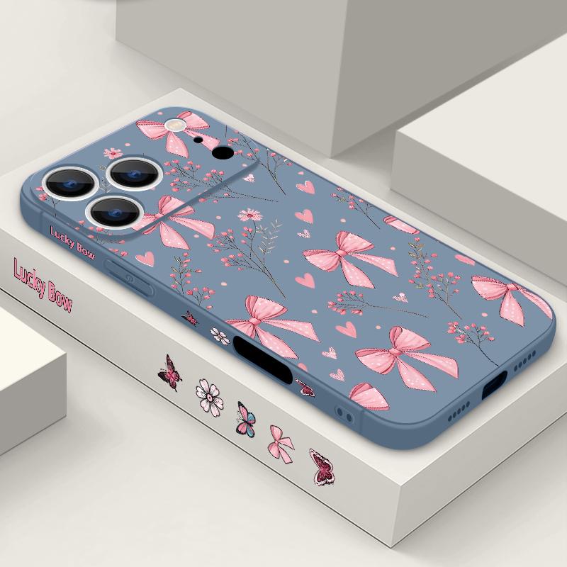 Чехол для iPhone 17 Pro Max Розовый бантик Цветочный узор ТПУ Силиконовый Мягкий чехол Для iPhone 16 Pro Max 15 14 13 12 11 16E Air