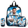 Набор из 3 предметов M-Messi с передним карманом Рюкзак Футбольные Спортивные Сумки через плечо Пенал Футбольной звезды Школьные сумки для учеников Рюкзак
