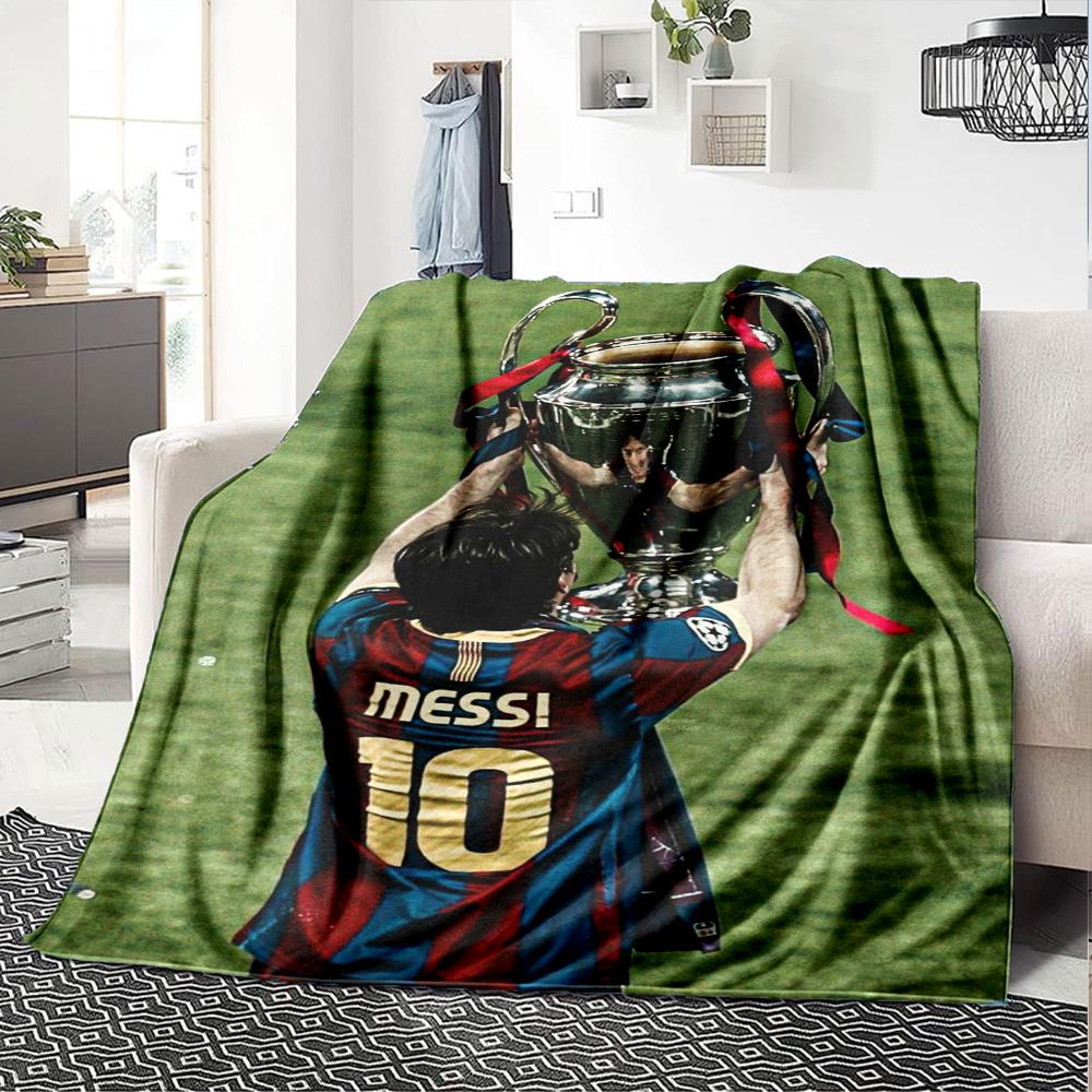 Football Messi Blanket Ultra-Soft Great for Office Chair Bed Couch Four Seasons Multipurpose Playful Design Gift for Travel Home Birthdays