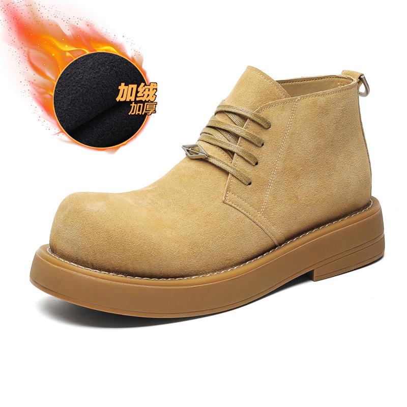 2024 зимние новые ботинки Martin мужские высокие с большой головой бархатные уличные ретро-ботинки с толстой подошвой с усилением 4728-A