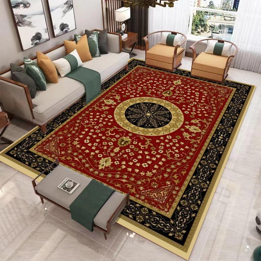 Красный Золотой Черный Традиционный Персидский Ковер Прочный Напольный Коврик для Гостиной Спальни Классический Роскошный Домашний Декор Ковер
