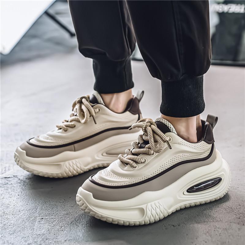 2025 осень новинка модная мужская обувь с низким верхом в цвете европейские туфли для папы на толстой подошве, увеличивающие рост, повседневная обувь